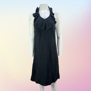 VTG 70's/80's Black OOPS California Terry Cloth Ruffle Halter Dress